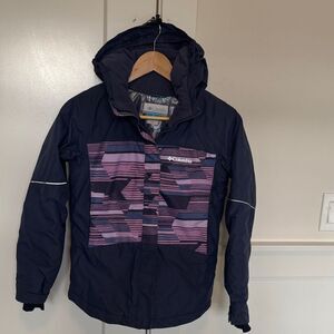Columbia Blue Purple Patterned Omni-Heat Ski Outdoors Winter Jacket Size M 10/12